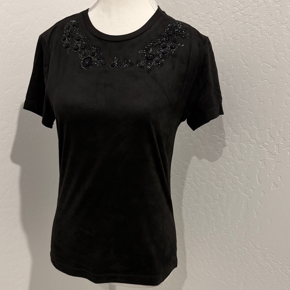 The Noli Shop Elegant Black Embellished Women's Top NWT